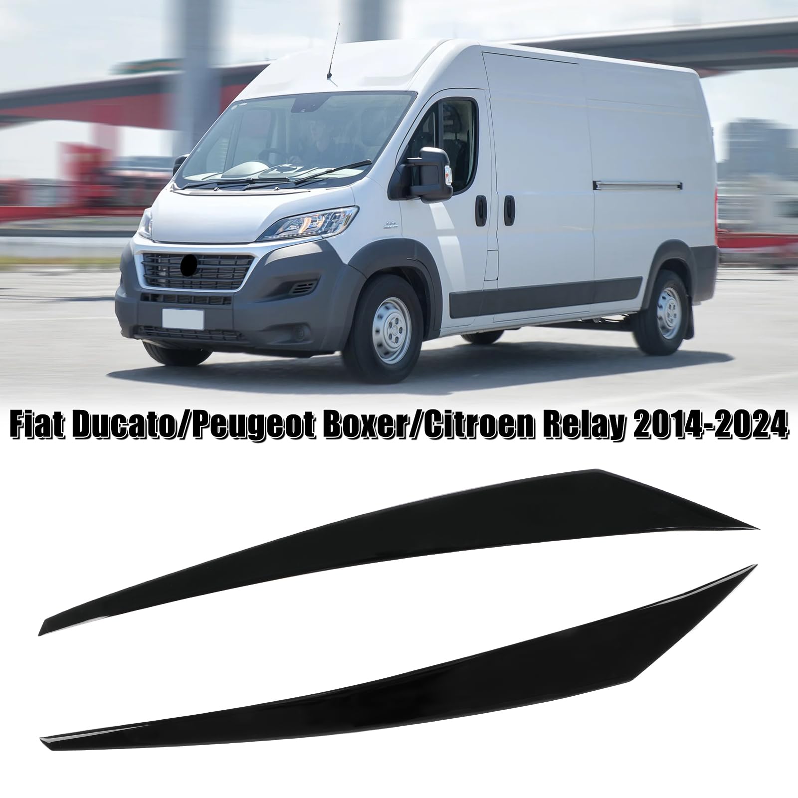 1 Paio Sopracciglia per Fari Ricambio per Fiat Ducato/Peugeot Boxer/Citroen Relay 2014-2024, Copertura per Sopracciglia per Fari, Adesivo per Palpebre per Fari