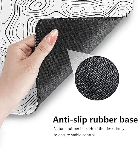 Miniatura 5 de Alfombrilla de mouse para juegos XL de alta calidad, rendimiento inigualable, 35.4 x 15.8 pulgadas, diseño de contorno topográfico blanco para