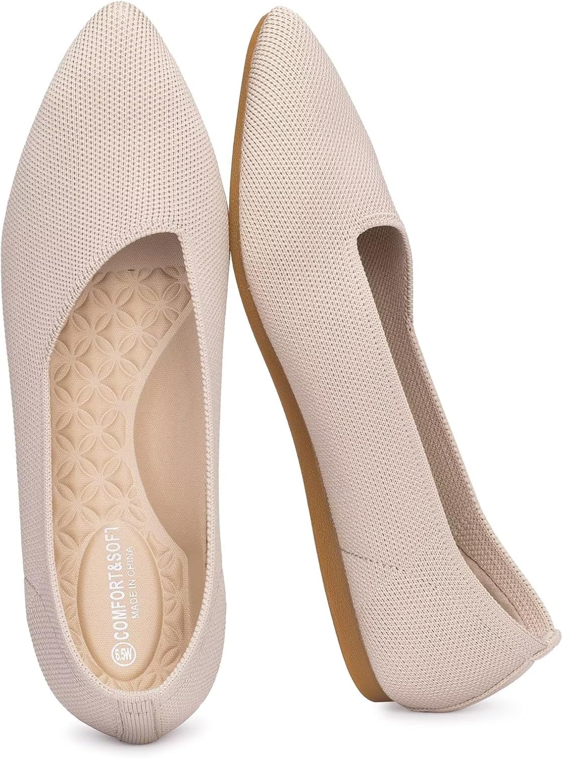 Frank Mully Women's Wide Width Flat Shoes, Comfortable Pointed Toe Flats for Wide Feet