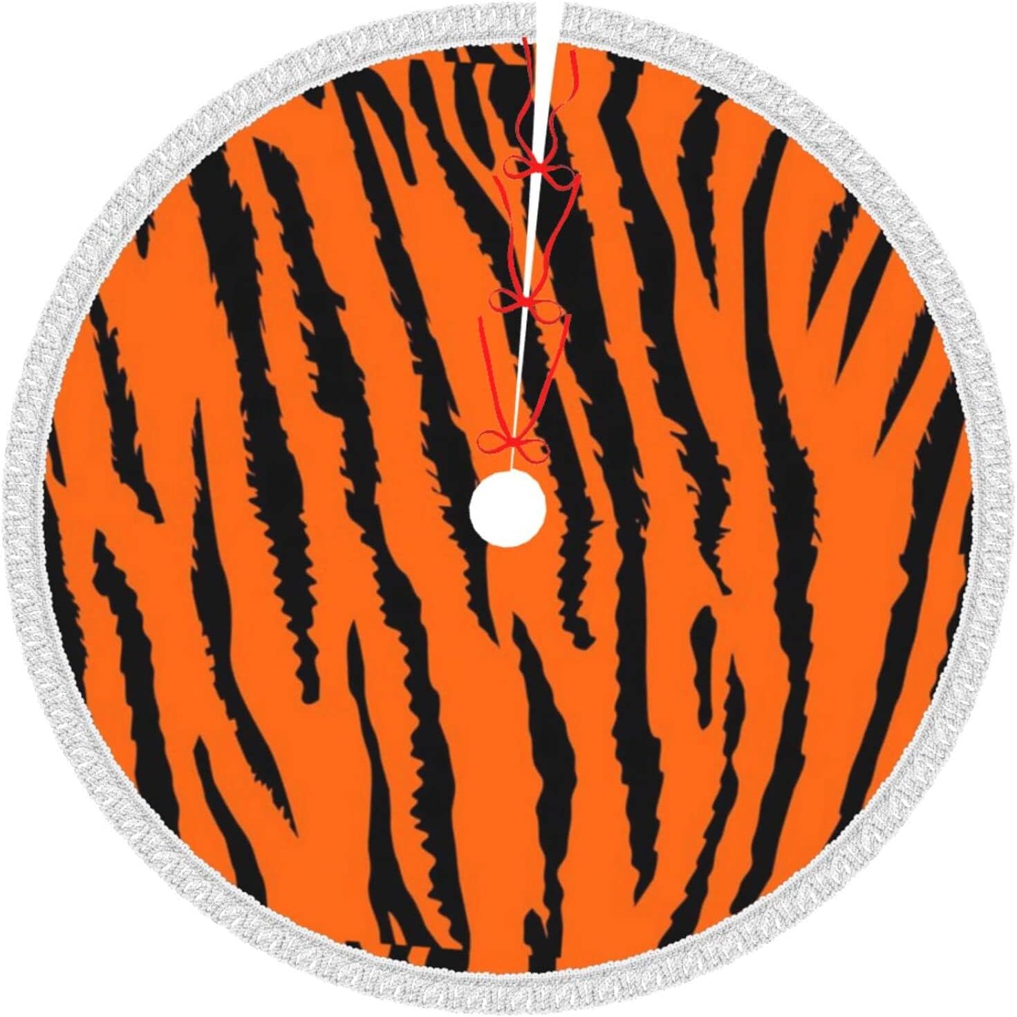 Orange Tiger Leopard Print Christmas Tree Skirt Christmas Tree Skirt