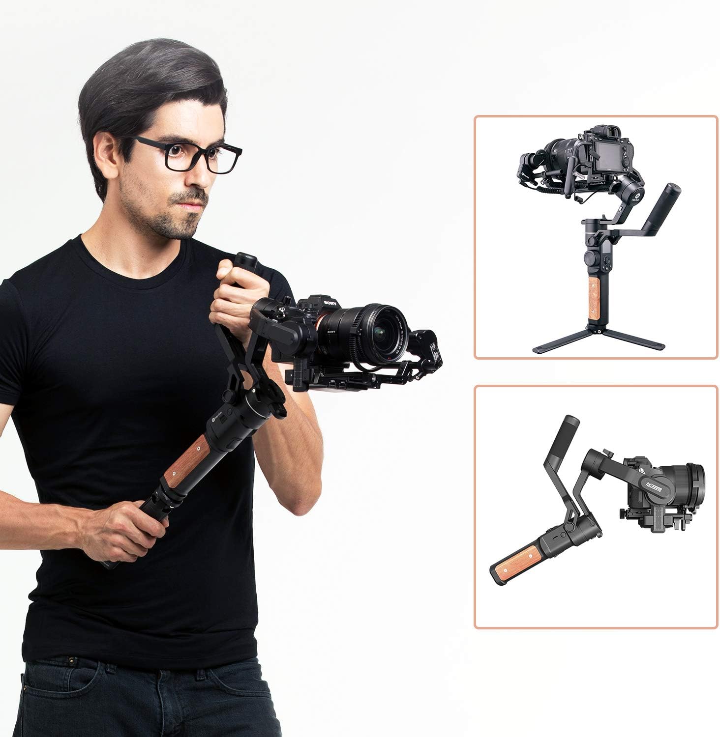FeiyuTech AK2000S Gimbal in its folded, compact state.