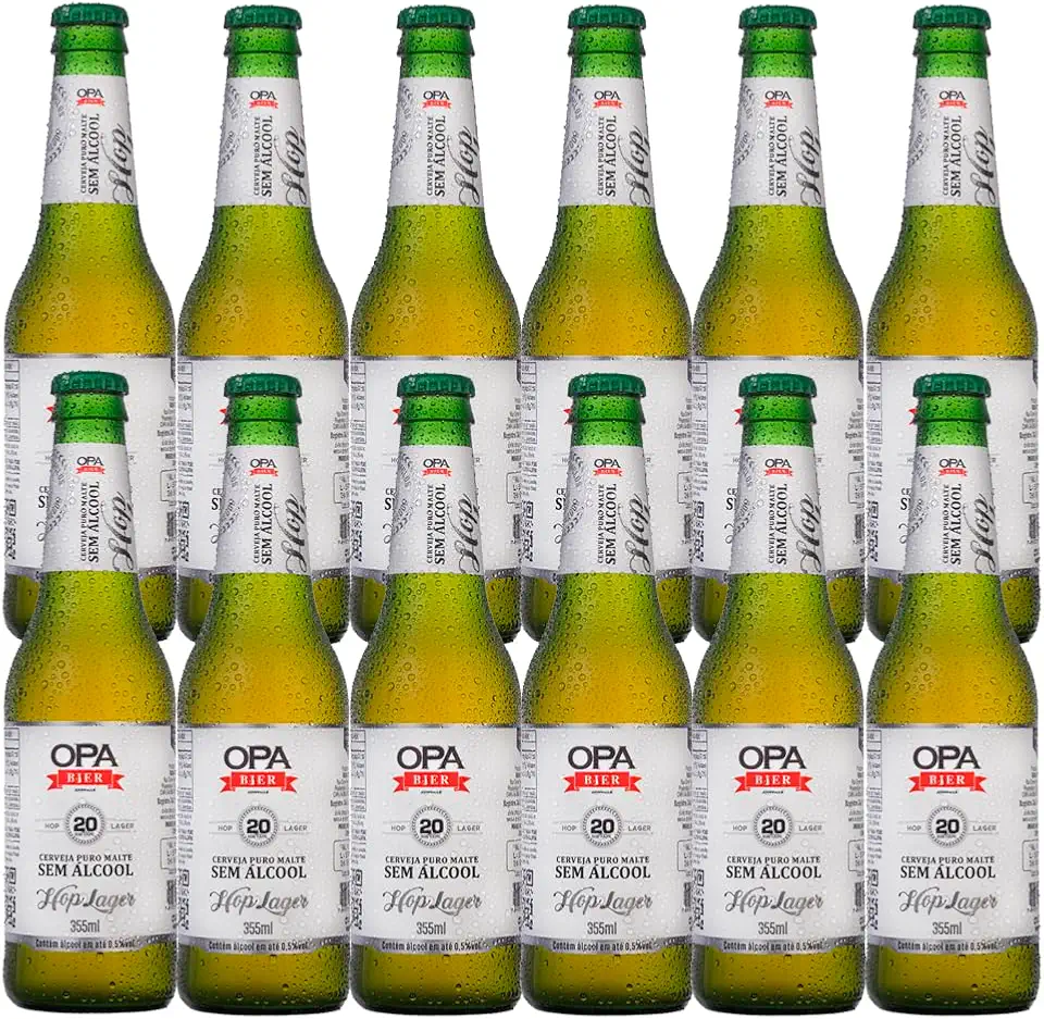 Pack 12 unidades Cerveja Puro Malte Hop Lager Sem Álcool 355ml Opa Bier