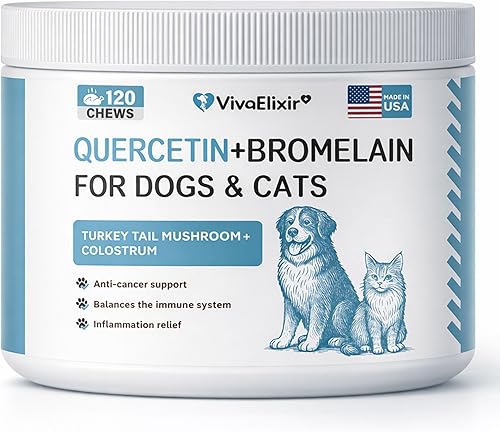 Alivio de la alergia y la infección del oído del perro, quercetina para perros + bromelina con hongo de cola de pavo y probióticos, medicamento