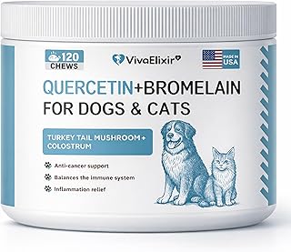 Relief Dog Allergy & Ear Infection — Quercetin for Dogs + Bromelain with Turkey Tail Mushroom & Probiotics — Allergy Medicine for Dogs, Itch, Skin, Hot Spot 120 Chews