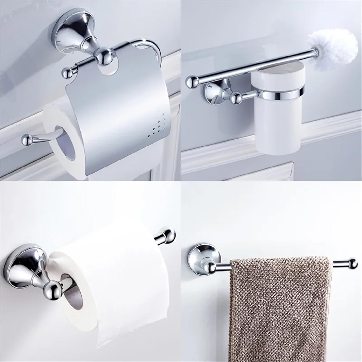 Chrome Plated Wall-Mounted Towel Rack Bathroom Hardware Pendant Set Paper Holder Coat Hook Toilet ELA68C(Robe Hook)