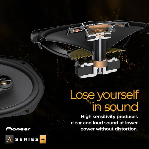 PIONEER A-Series Plus TS-A1681F 6.5 4-Way Speakers (Pair) 350W Max, Balanced Sound + Smooth Treble, Enhanced Bass, Ideal Factory Upgrade, Installation Adaptors Included
