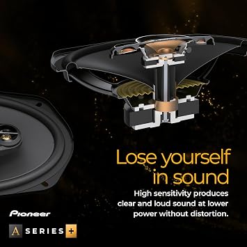 PIONEER A-Series Plus TS-A1681F 6.5 4-Way Speakers (Pair) 350W Max, Balanced Sound + Smooth Treble, Enhanced Bass, Ideal Factory Upgrade, Installation Adaptors Included