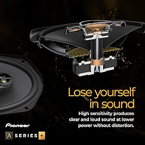 PIONEER A-Series Plus TS-A1681F 6.5 4-Way Speakers (Pair) 350W Max, Balanced Sound + Smooth Treble, Enhanced Bass, Ideal Factory Upgrade, Installation Adaptors Included