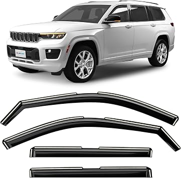 CLIM ART in-Channel Incredibly Durable Rain Guards for Jeep Grand Cherokee L 2021-2026, Original Window Deflectors, Vent Window Visors, Vent Deflector, 4 pcs. - 621370