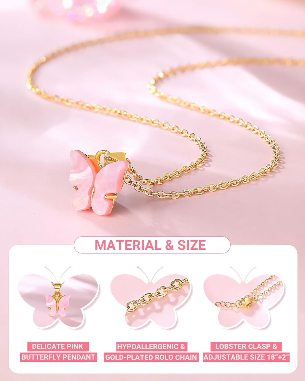 UNGENT THEM Happy 6th 7th 8th 9th 10th Birthday Gifts – Beautiful Girl Butterfly Necklace, You Make the World Brighter - Image 4