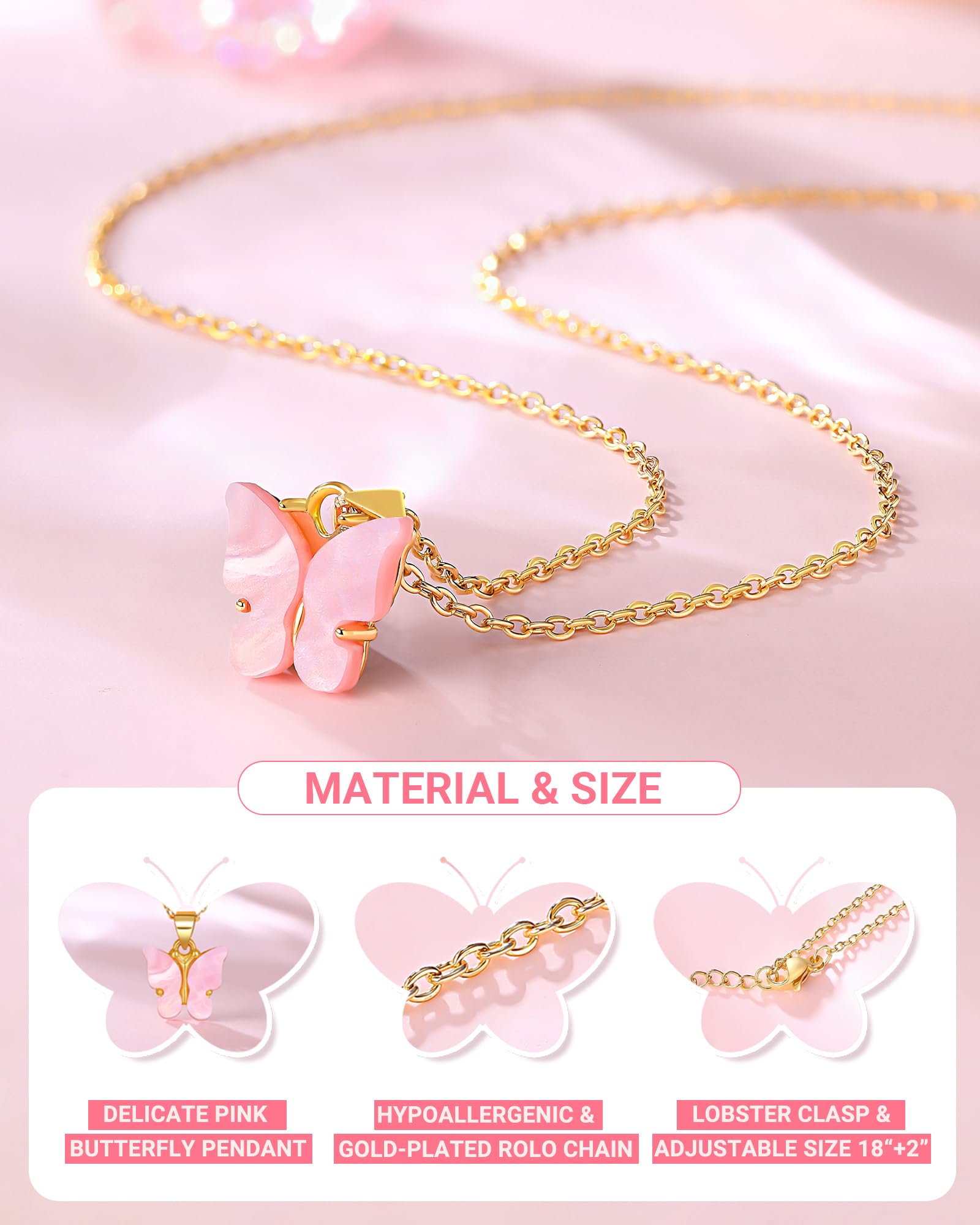 UNGENT THEM Happy 5th 6th 7th 8th 9th 10th 11th 12th Birthday Gifts, You Make The World A More Beautiful Place Butterfly Necklace Bday Presents
