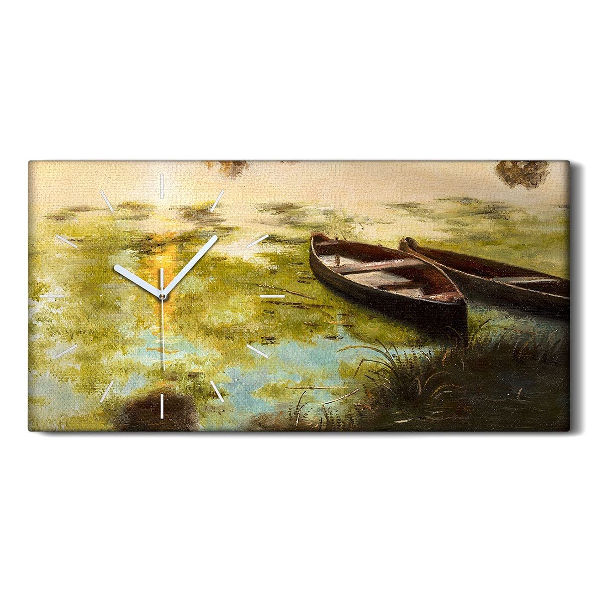 Horloge sur toile 60x30cm décor eau pour art mural moderne salon Coloray