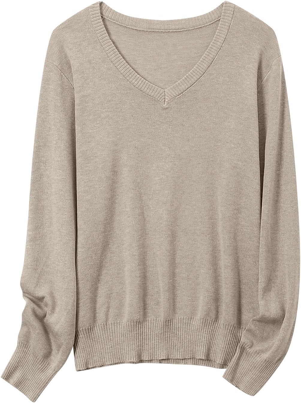 SANGTREE Women's V-Neck Sweater Soft Warm Stylish Knit Pullover for Fall Winter Elegant Long Sleeve Sweater Top
