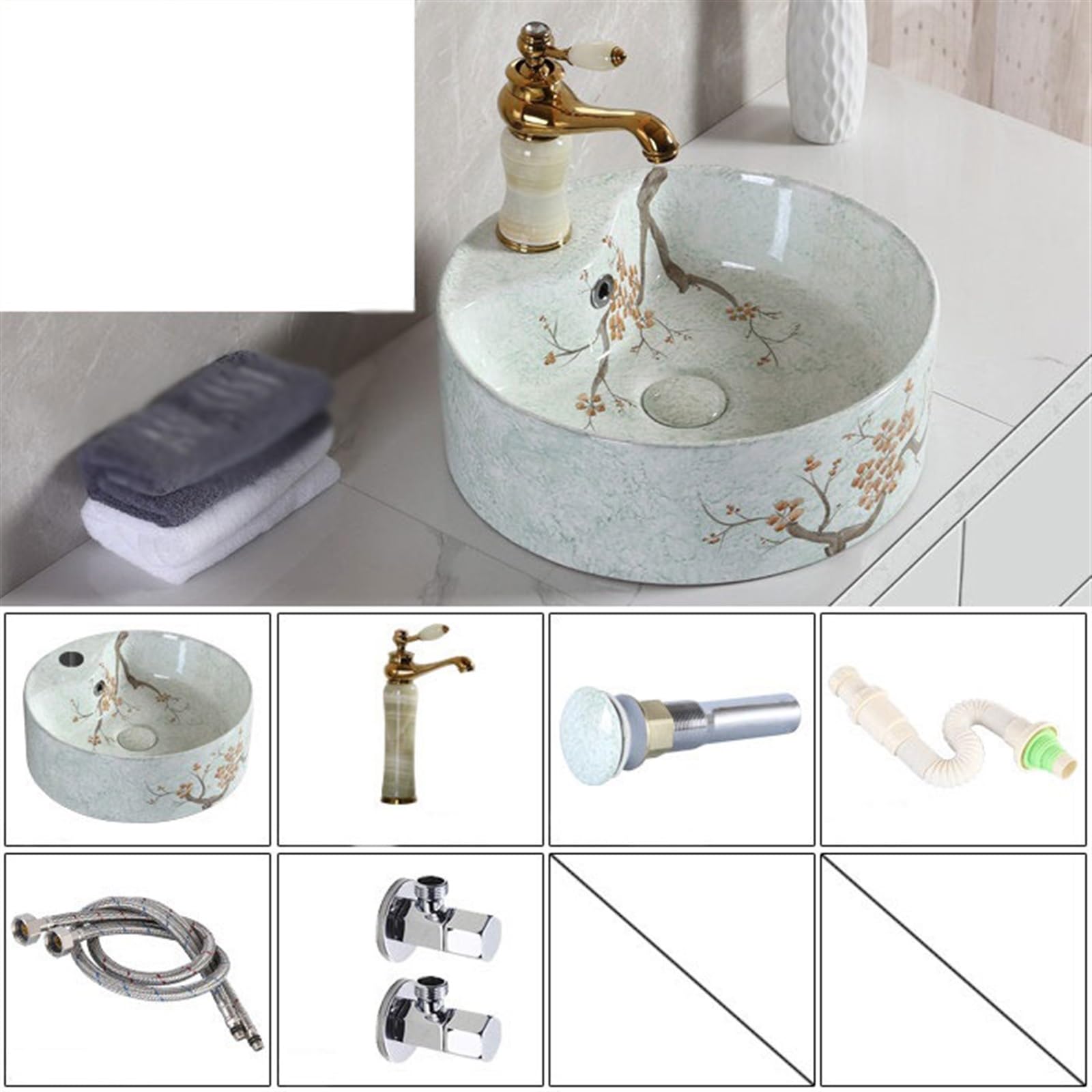 Umywalka Łazienkowa Nablatowa, Prosta Okrągła Ceramiczna Umywalka Łazienkowa, Umywalka Nablatowa, Wysokiej Jakości Ręcznie Malowana Ceramiczna Umywalka Nablatowa, Umywalk