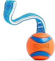 Chuckit! Ultra Tug Large Dog Toy - 3-Inch Ultra Ball on Durable Nylon Rope for Fetch & Tug-of-War - Ideal for 60-100 lb Breeds, Orange/Blue