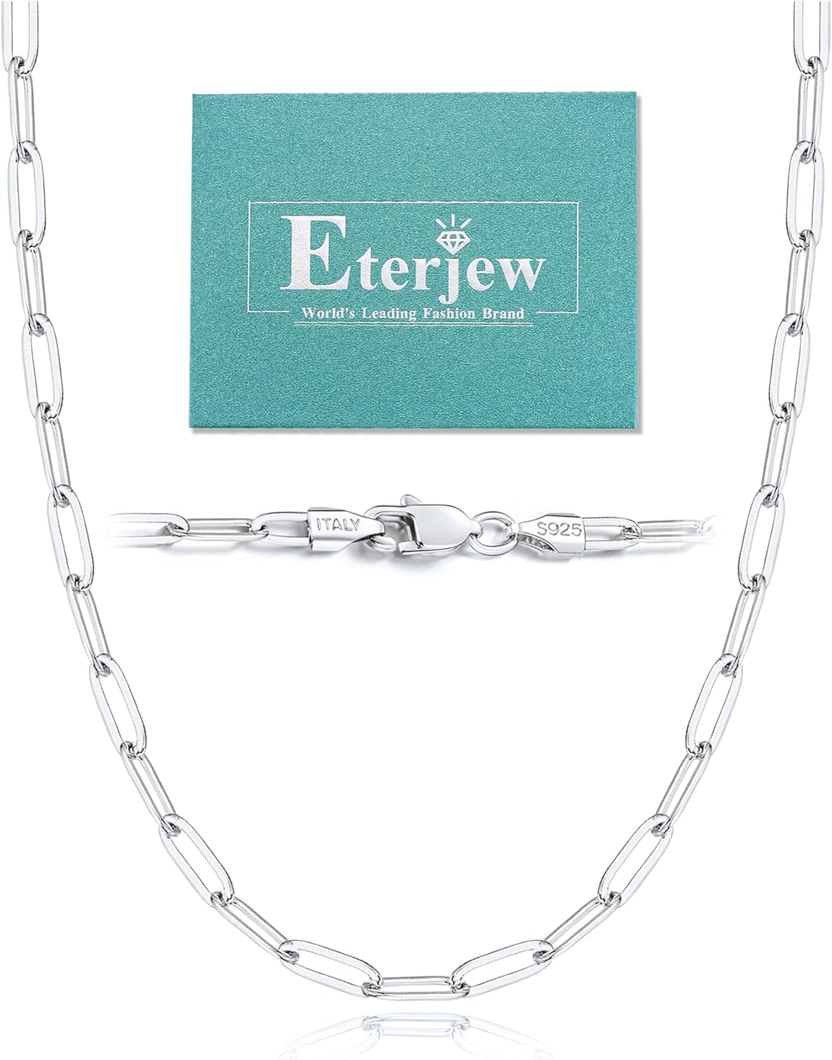 Eterjew 18K Gold Plated and 925 Sterling Silver Paperclip Chain Necklace for Women, 3mm 4mm Women's Chain Necklace, World's Top Craftsmanship Necklace for Women 16 18 20 22 24 26 Inch