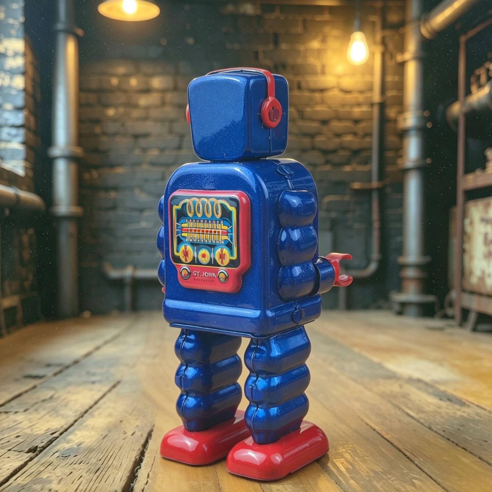 Robot Hojalata Mecánico Robot Cuerda sin Baterías Figura Coleccionable para Adultos, Vitrinas, Estanterías