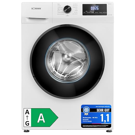Bomann Washing Machine 7 kg | Max. 1400 rpm | Efficient, Quiet & Durable Inverter Motor | 15 Programmes | End Time Delay | LED Display | Washing Machine | WA 7175.1 White