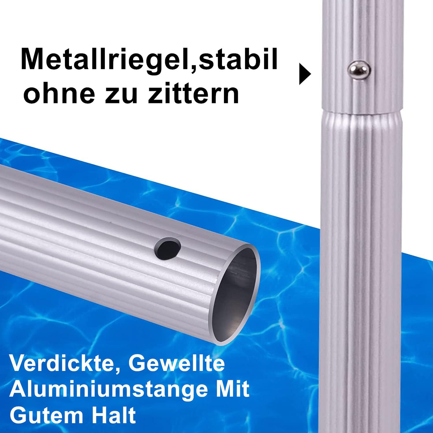 Épuisette de piscine tube ondulé aluminium 142 cm maille ultra fine
