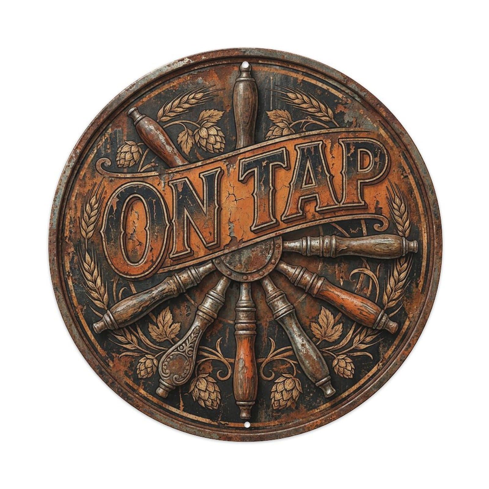 Vintage Beer Breweriana On Tap Retro Bar for Pub Vintage Metal Tin Sign Plaque Wall Decor for Cafe, Club Bar, Office, Garden Metal Poster 8x8Inch