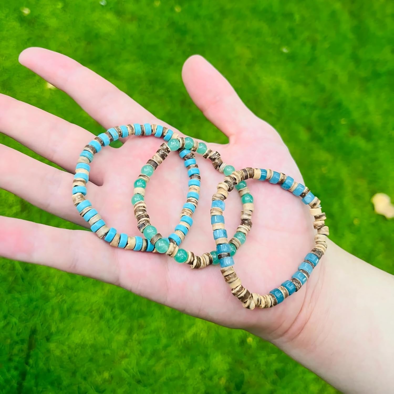 3 PCS Turquoise Bracelets for Women,Beaded Bracelet Stack Turquoise Jewelry for Women - Image 7