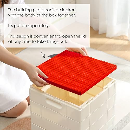 Miniatura 8 de SHIMOYAMA Caja de almacenamiento plegable, 26 cuartos de galón, contenedores de almacenamiento apilables con tapas de placa de construcción, caja de