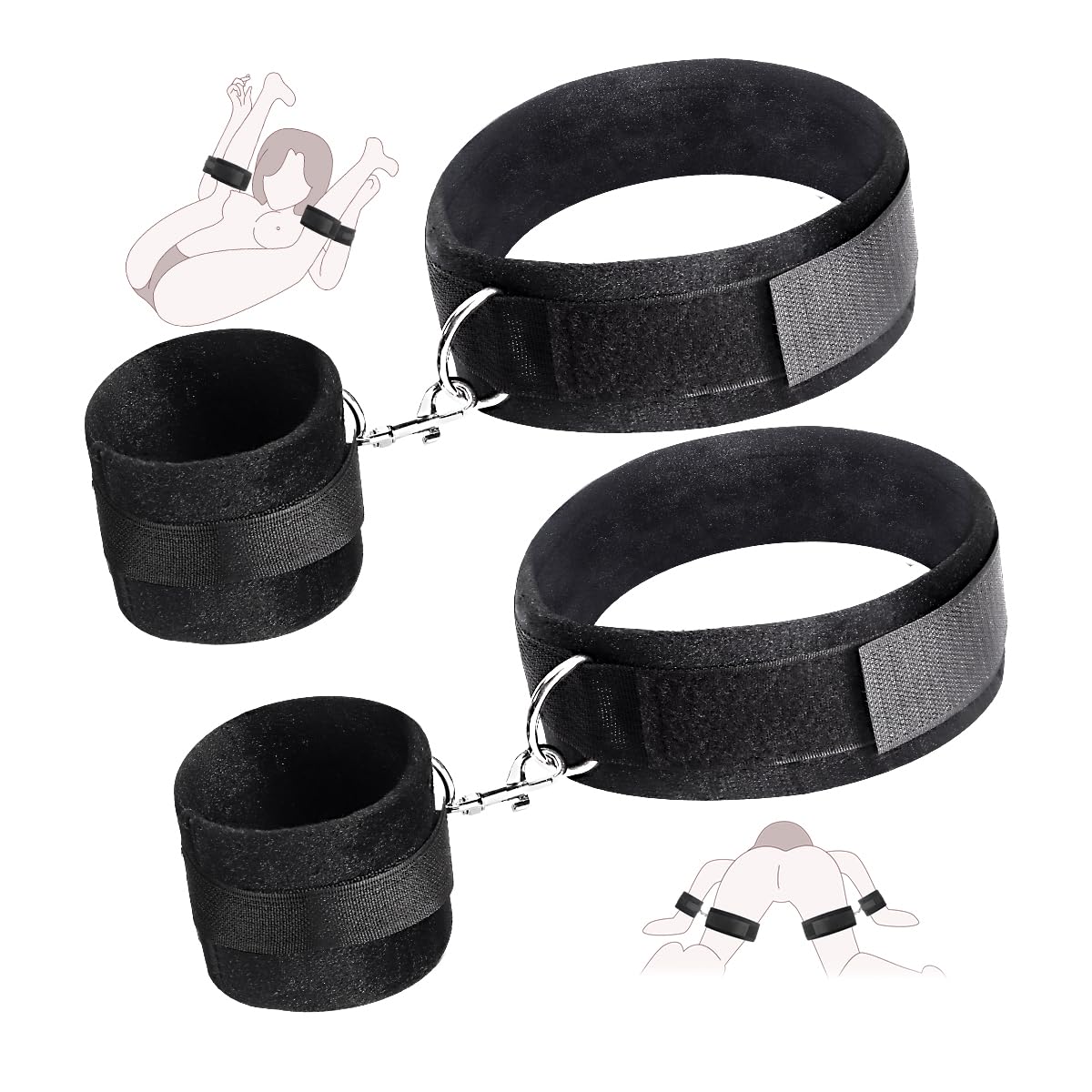 BDSM Bondage Sex spielzeug für die Paare,Sex Bondageset SM Kit Fesslset Einstellbar Handschellen Fußfesseln Bett mit Augenbinde Handgelenk Nacken Fesseln Sex spielzeug für die Frau Extrem (2Pack)