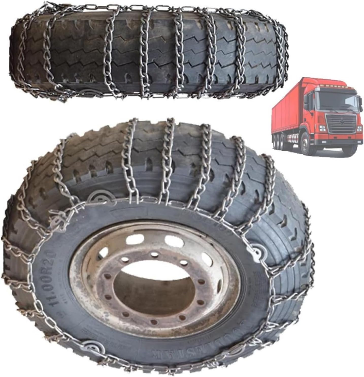 2pcs 9mm Heavy Duty Snow Tire Chains for Suv and Pickup Trucks Traction Chains Manganese Skid Design for Snow and Mud Reliable Grip 12R22.5 2pcs 6.50-16