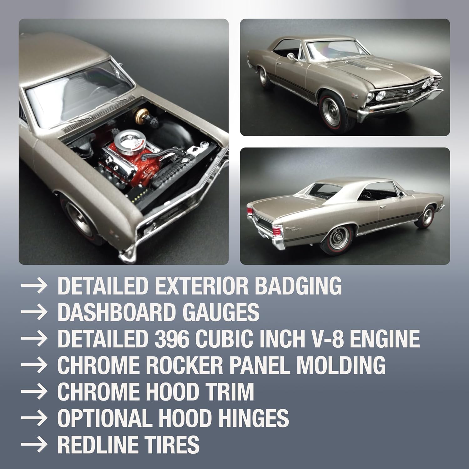 AMT 1967 Chevrolet Chevelle SS396 1:25 Scale Model Kit - Image 3