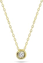 Miore Kette Damen 0.04 Ct Solitär Diamant Anhänger Halskette Gelbgold 9 Karat / 375 Gold, Länge 45 cm Schmuck mit Diamant Brillant