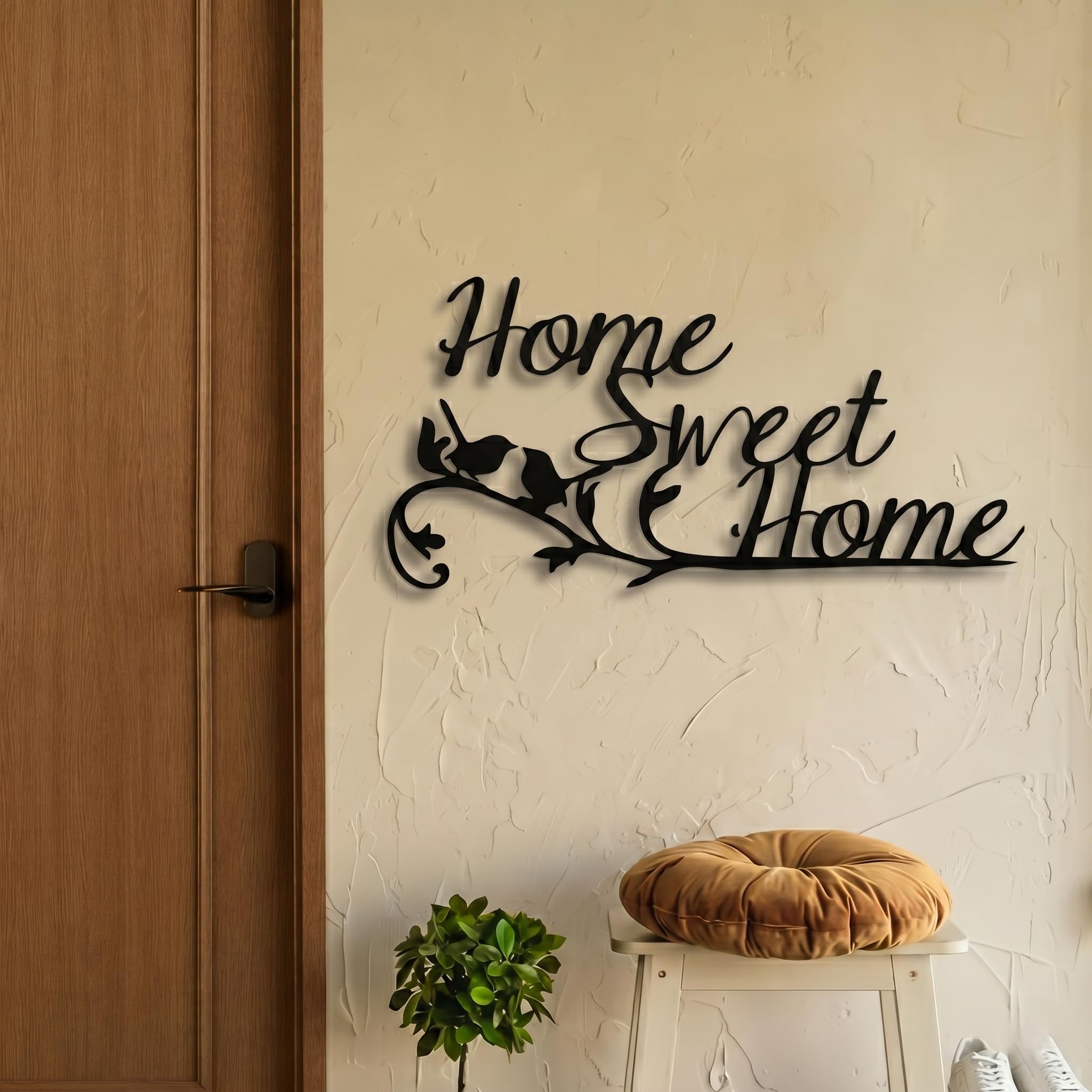 Décoration murale 3D en métal – Silhouette de maison douce – Décoration murale en métal pour maison, bureau, chambre à coucher, salon (61 x 31 cm)