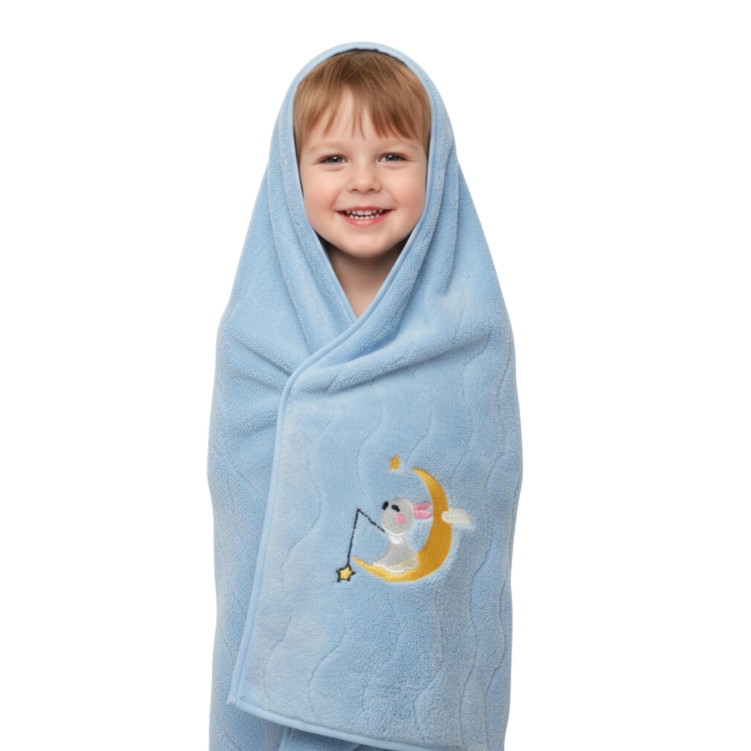 Microfiber Baby Bath Towel Ultra Soft Quick Dry Baby Towel Lightweight Cartoon Print Towel for Boys & Girls (Blue Moon)-image-33