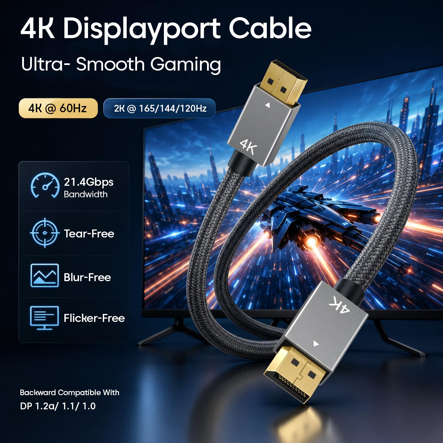 Sounce 4K DisplayPort Cable - 1.5M for Gaming & PC -3 Sounce 4K DisplayPort Cable - 1.5M for Gaming & PC -3