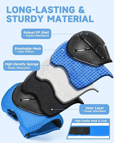 Miniatura 3 de VICTGOAL Rodilleras y coderas para niños con protectores de muñeca, juego de equipo de protección para niños y niñas de 3 a 8 años, 3 en 1 para