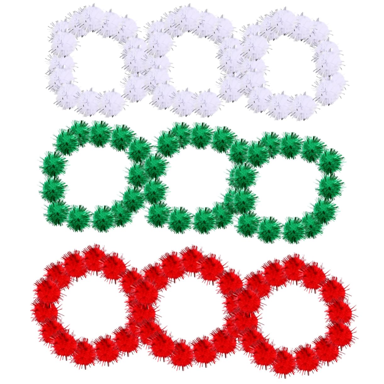 STOBOK DIY Pompoms Set 300 Pcs Glitter Yarn Pom Poms Christmas Decor Pom Pom Balls Craft Kit for Boys and Projects