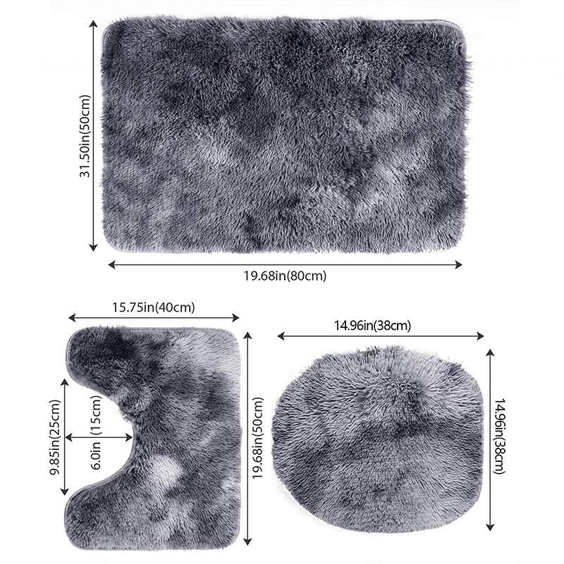 WEZOSHINET Badezimmerteppich Set 3 Teilig – Chenille Badematte, rutschfeste Fußmatte, WC-Abdeckungs-Set… – Bild 8