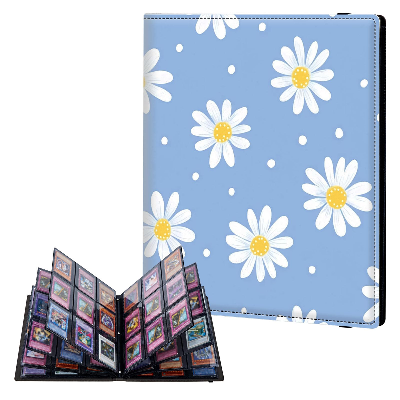 ETLKJVBL 9 Pocket Trading Card Binder, Card Collection Binder for TCG, MTG, Sports Cards, Baseball, Small Daisy Trading Card Book Holder for Collectors, Top Loader Binder โ image 1