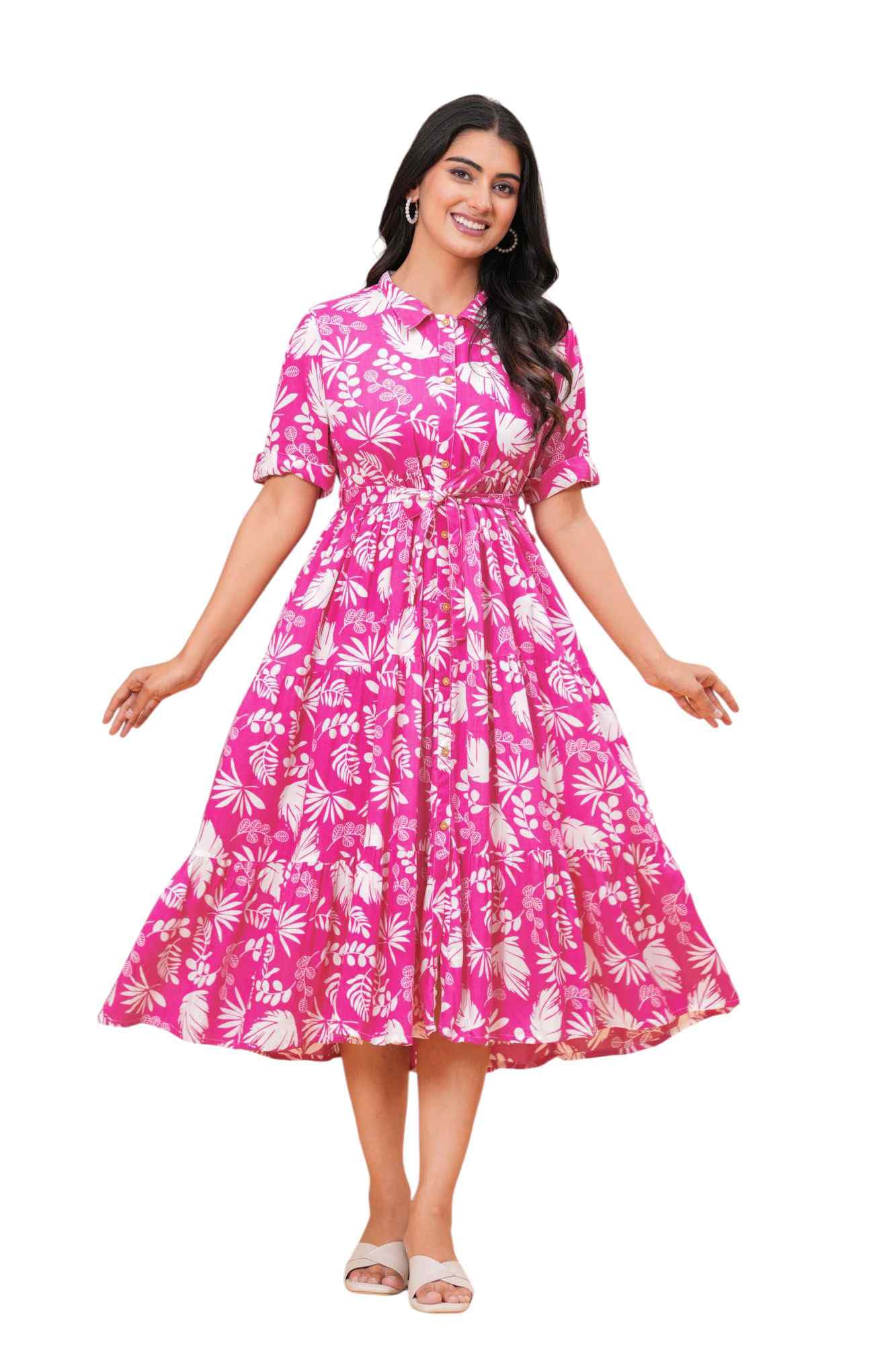 VK Women's Stylish Floral Printed One-Piece Maxi Dress for Women - Elegant Long Dress-image-42