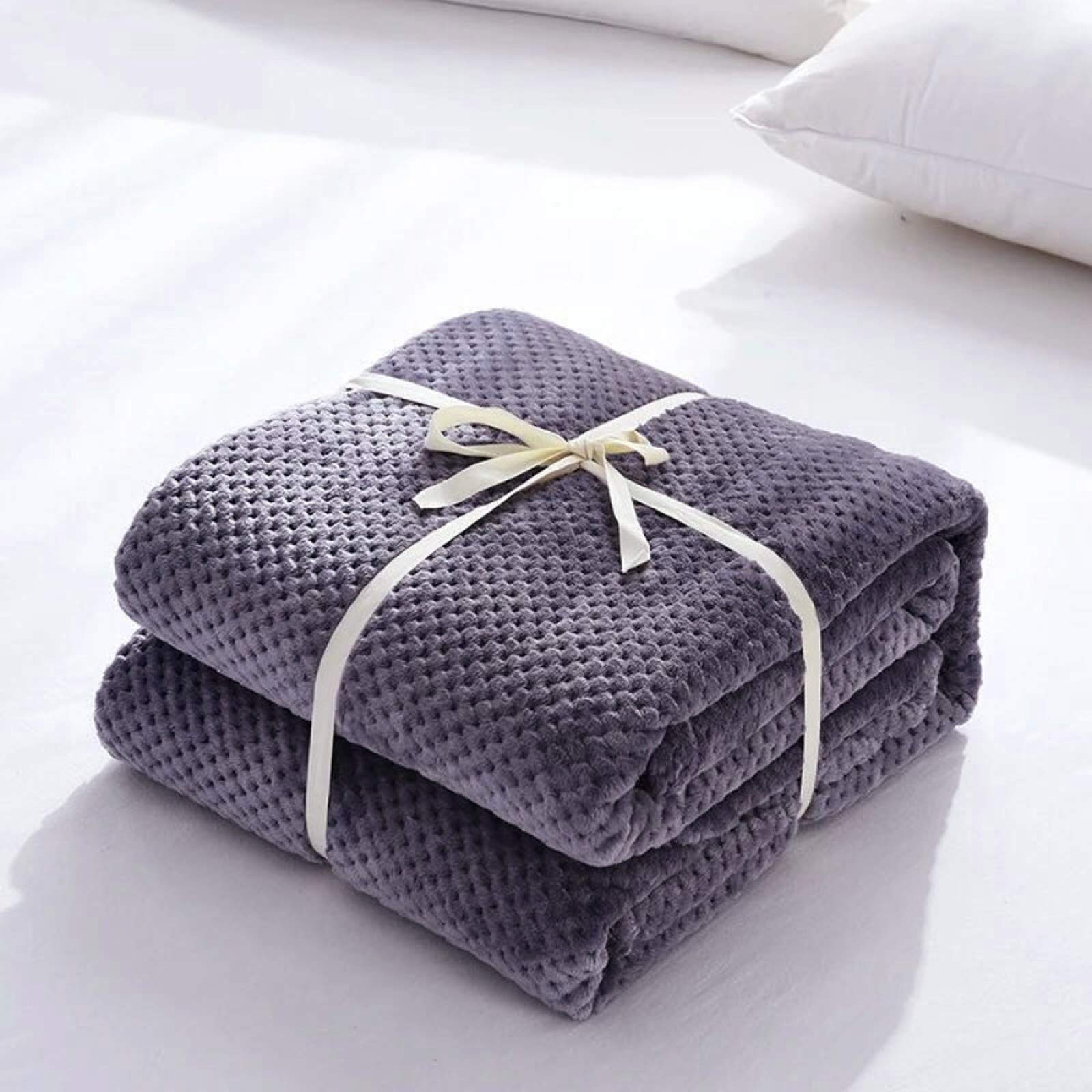 Couverture en flanelle ananas plaid uni H-100x150CM doux