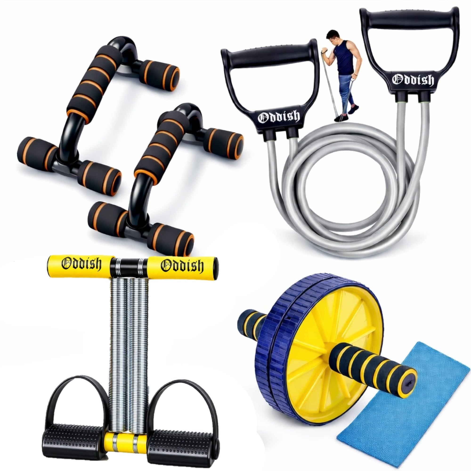 ODDISH; way to fitness Tummy Trimmer with Resistance Tube, Ab Exerciser, Push-Up Stand & Toning Tube Combo Pack for Men & Women Full Body Exercise Kit for Home & Gym-image-23