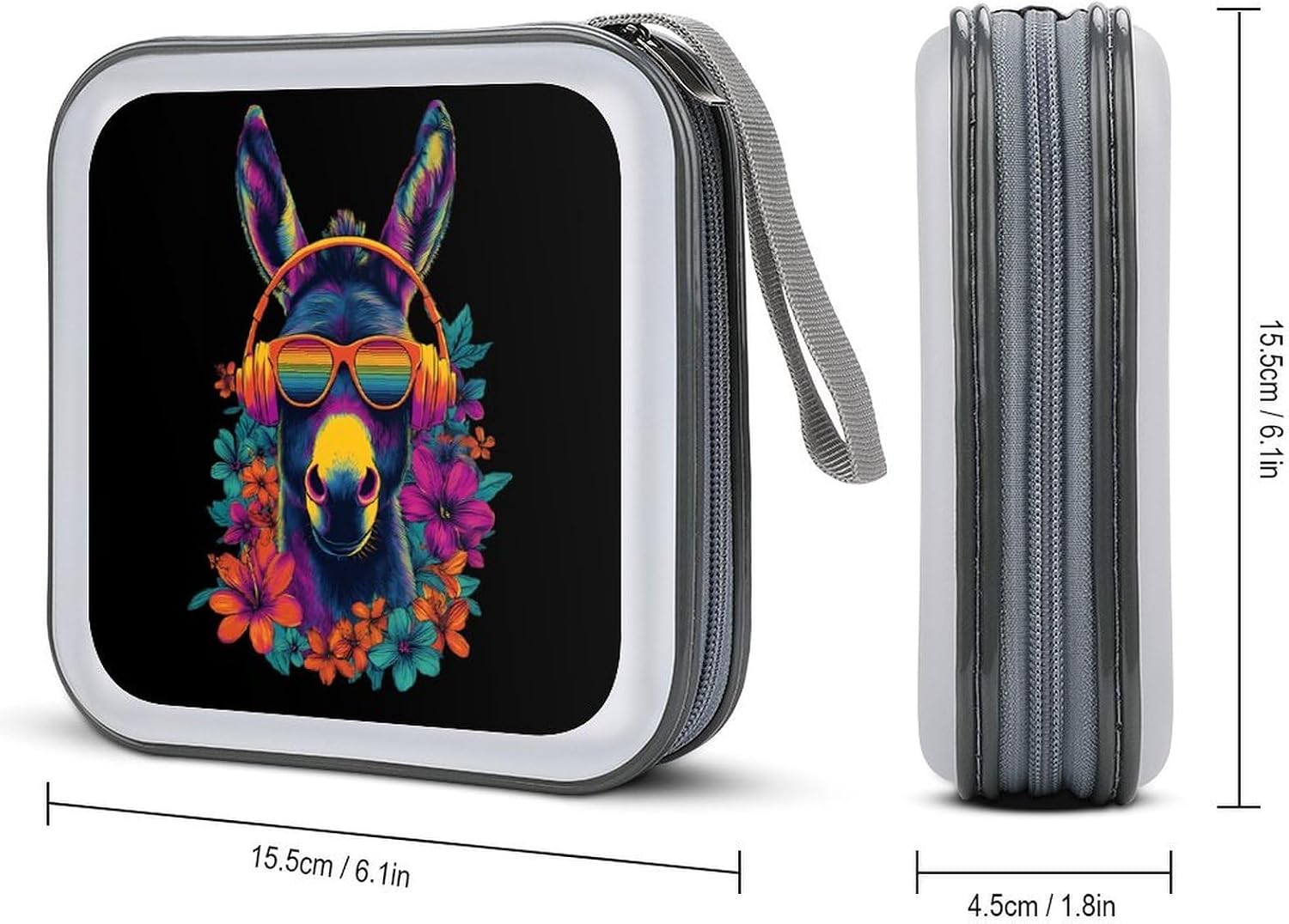 Donkey Rainbow Sunglasses Flower CD Case DVD Storage Holder Binder 40 Capacity