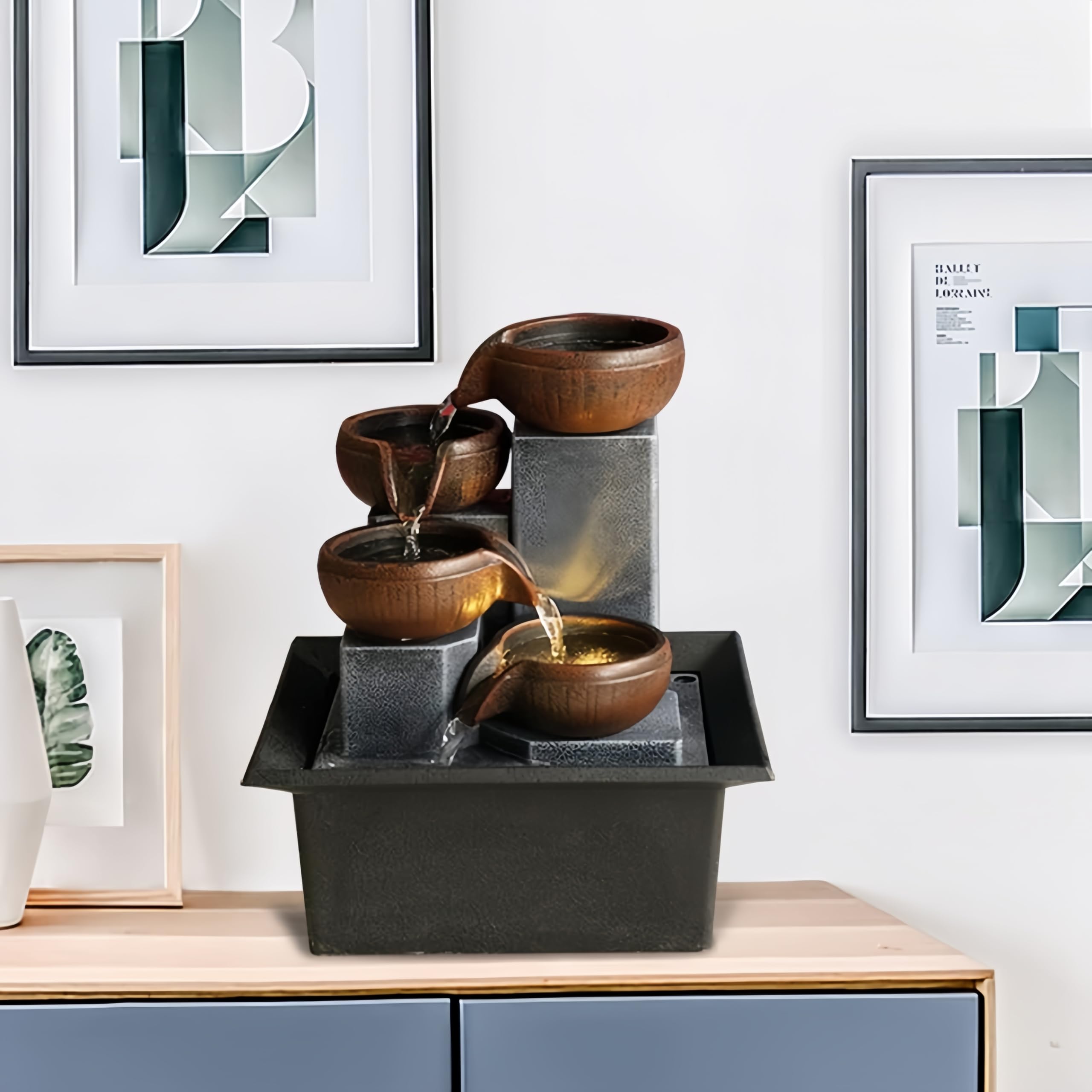 Fuente de Agua de sobremesa para Interiores: Elemento Decorativo para meditación, Yoga, Estudio, té, Salas de Estar, oficinas y Salones de Belleza.