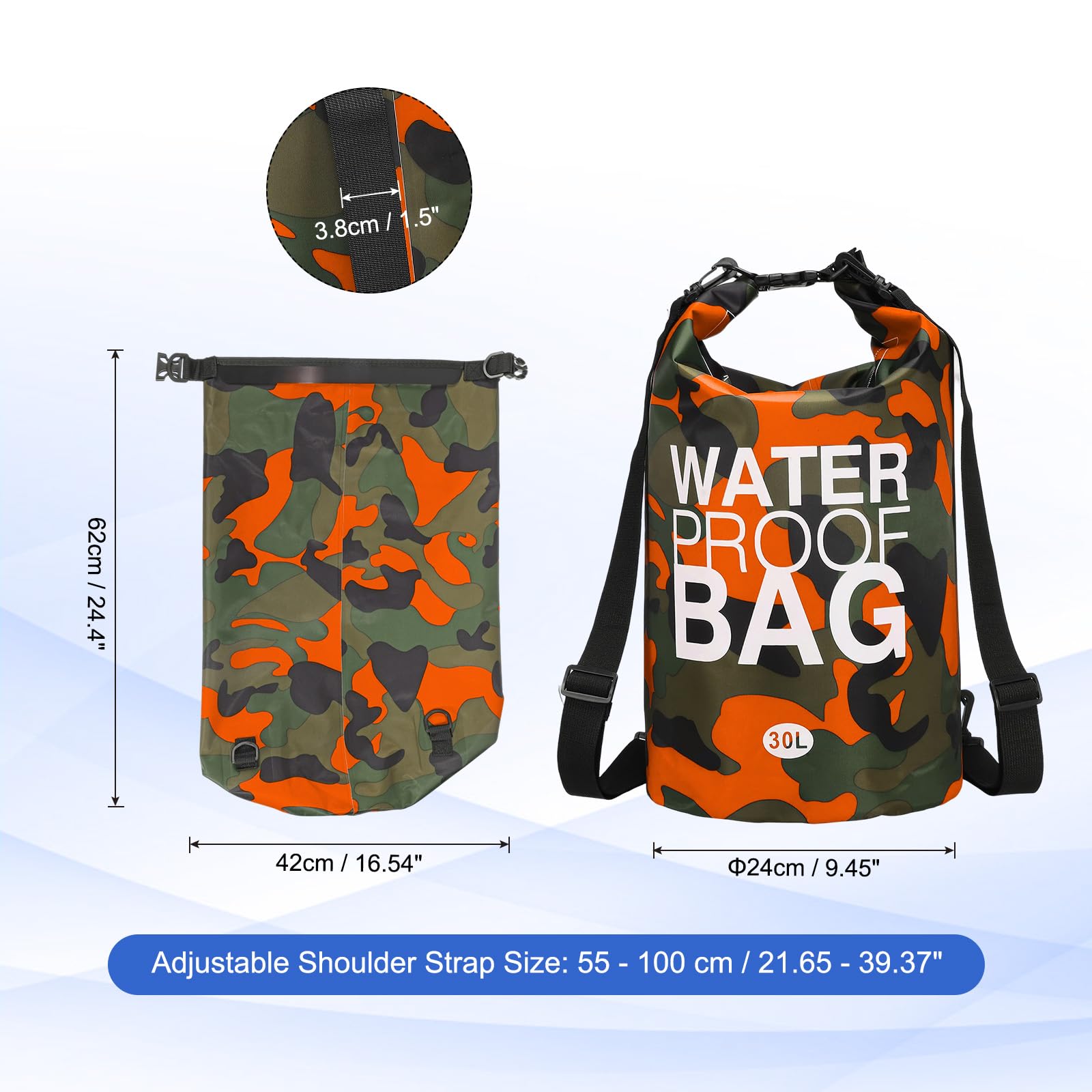 Wasserdichter Trockensack, 30 l, passend für Damen und Herren, wasserdichte Taschen, leicht, trockene Aufbewahrung, schwimmender Rucksack mit Pfeife für Reisen, Bootfahren, Kajakfahren (Orange