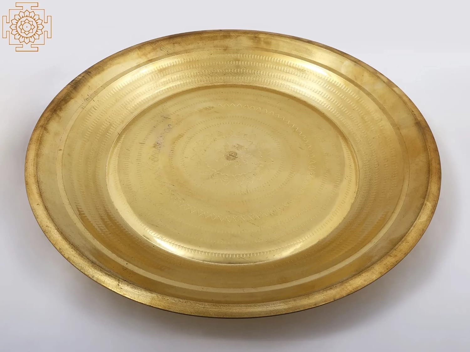 Exotic India Ritual Thali (Parat) in Brass - Brass - Color 18.5 Inch