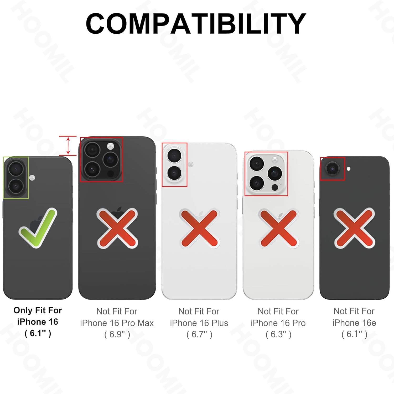 HOOMIL Case for iPhone 16 6.1-Inch, Non-Yellowing, Drop Protection, Anti-Scratch Transparent Hard Back Phone Cover - Crystal Clear