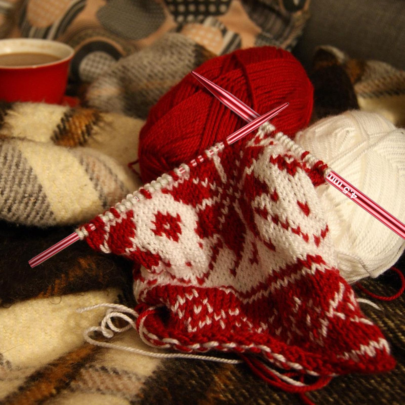 Behogan Set di ferri circolari intercambiabili, 3,0 – 10,0 mm, ferri da maglia intercambiabili con custodia, ideali per progetti a maglia, principianti e professionisti, alluminio, rosso