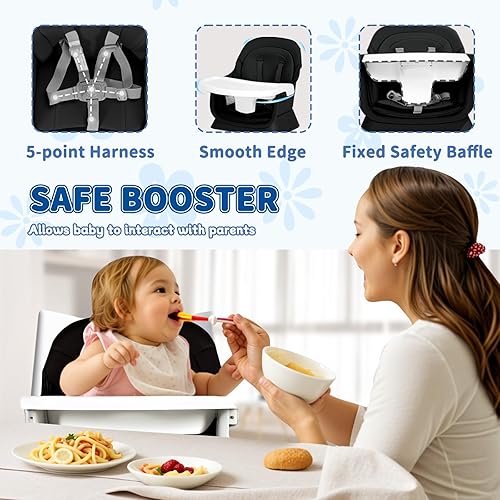 Miniatura 4 de Kinder King Silla alta 8 en 1 para bebé, fundas para asiento elevador de comedor, juego de mesa y silla para niños, mesa de bloques de construcción