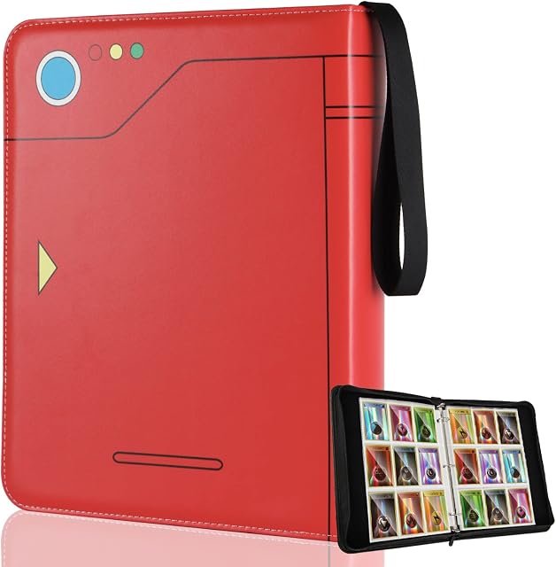 Bheddi Trading Cards Binder for PTCG Cards [Superior] 400 Cards Holder Books Case Folder Sleeves | Game Card Album (Red Pokédex,Plus)