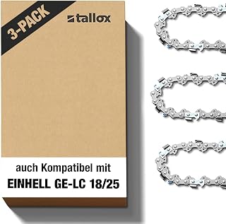 3 tallox Sägeketten 3/8" 1,1 mm 40 TG für 25 cm Schwert kompatibel für Einhell GE-LC 18/25 Li, Makita, Husqvarna, Oregon und mehr