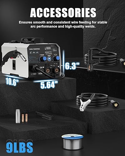 Miniatura 21 de AZZUNO Soldador MIG 145A, 110V/220V Voltaje Dual 4 en 1 Gas/Gasless Flux Core MIG Soldador/Lift TIG/Stick Máquina de soldar, soldador